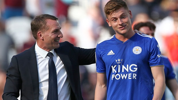 Brendan-Rodgers-and-Harvey-Barnes Leicester-City-min