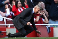 Arsene Wenger Arsenal manager reacts in frustration