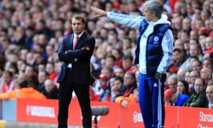 Brendan Rodgers Liverpool manager with Jose Mourinho Chelsea