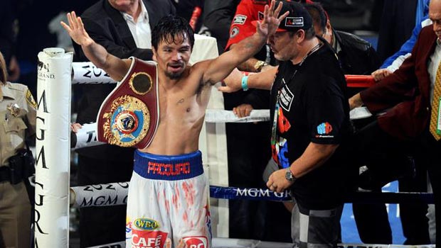 Manny Pacquiao defeating Tomothy Bradley Jr in Pacquaio v Bradley 2