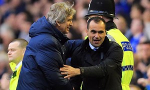 Manuel Pellegrini and Roberto Martinez Everton v Man City