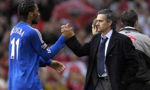 Chelsea manager Jose Mourinho and Didier Drogba
