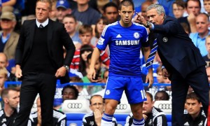 Chelsea manager Jose Mourinho and Eden Hazard