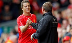 Javier Manquillo and Brendan Rodgers Liverpool