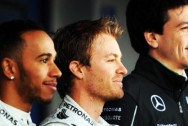 Lewis Hamilton, Nico Rosberg and Toto Wolff