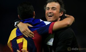 Barcelona head coach Luis Enrique and Pedro