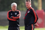 Man Utd boss Louis Van Gaal and Marcel Bout