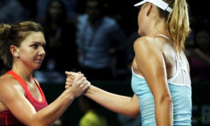 Maria Sharapova and Simona Halep Brisbane International