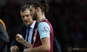 West Ham United manager Slaven Bilic and Andy Carroll