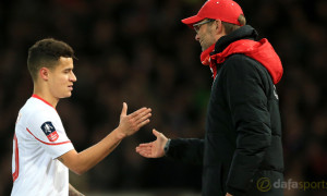 Liverpool midfielder Philippe Coutinho and Jurgen Klopp