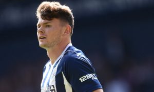 West Bromwich Albions Oliver Burke v Stoke City