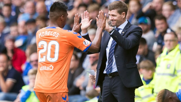 Steven-Gerrard-and-Alfredo-Morelos-Rangers-min