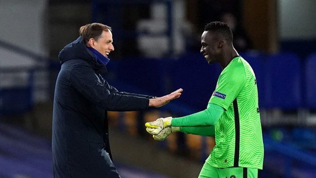 Thomas Tuchel and Edouard Mendy Chelsea Champions League 