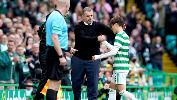 Ange Postecoglou and Kyogo Furuhashi Celtic