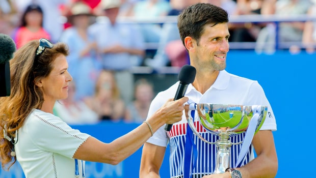 Annabel Croft and Novak Djokovic  