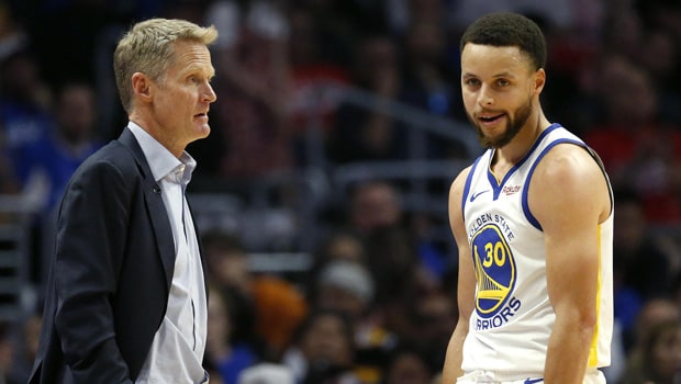 Steve Kerr and Steph Curry 